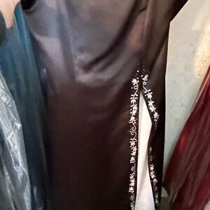 Elegant Black and White Embroidered Dress